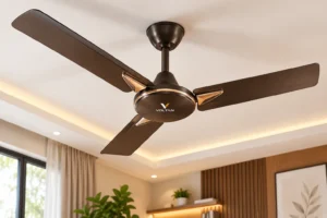 Modern Voltan Fan in Warm Interior Modern Voltan Ceiling Fan in Warm Interior