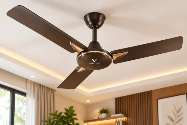 Modern Voltan Ceiling Fan in Warm Interior